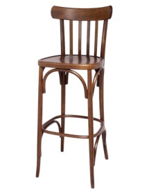 MOBILI 2G - Sgabello bistrot legno tinta noce seduta legno 43x47x106 vista frontale