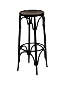 MOBILI 2G - Sgabello bistrot legno laccato nero seduta legno 36x36x72 VISTA FRONTALE