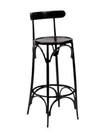 MOBILI 2G - Sgabello bistrot legno laccato nero seduta legno 40x45x105 vista frontale