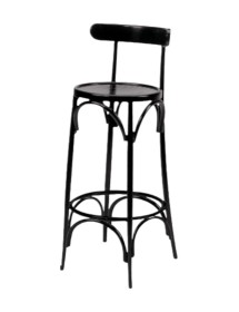 MOBILI 2G - Sgabello bistrot legno laccato nero seduta legno 40x45x105 vista frontale