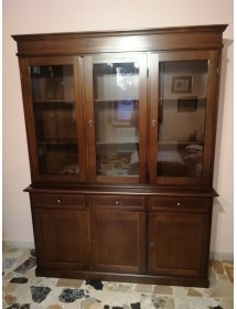 MOBILI 2G - Soggiorno sala legno arte povera tinta noce vista frontale