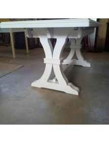 SALA DA PRANZO COMPLETA IN LEGNO SHABBY CHIC BIANCO OPACO CON TAVOLO, SEDIE E CREDENZA