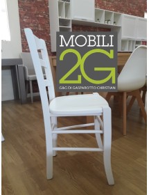 SALA DA PRANZO COMPLETA IN LEGNO SHABBY CHIC BIANCO OPACO CON TAVOLO, SEDIE E CREDENZA
