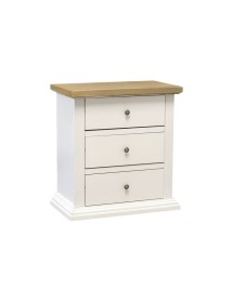 MOBILI 2G - Comodino 3 Cassetti Legno shabby bianco naturale 64x34X60 VISTA FRONTALE