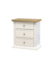 MOBILI 2G - Comodino 3 Cassetti Legno shabby bianco naturale 64x34X60 VISTA FRONTALE