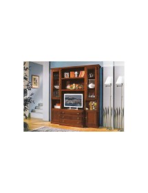 MOBILI 2G - PARETE ATTREZZATA PORTA TV IN LEGNO TINTA NOCE L.188 P.55 H.212 vista frontale