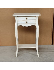 MOBILI 2G - Comodino porta telefono Legno shabby bianco anticato 45x35x70 vista frontale
