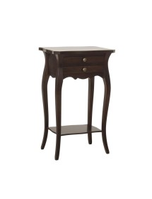 MOBILI 2G - Comodino porta telefono classico Legno noce scuro  45x35x70 VISTA FRONTALE