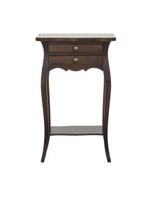 MOBILI 2G - Comodino porta telefono classico Legno noce scuro  45x35x70 VISTA FRONTALE