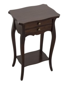 MOBILI 2G - Comodino porta telefono classico Legno noce scuro  45x35x70 VISTA FRONTALE