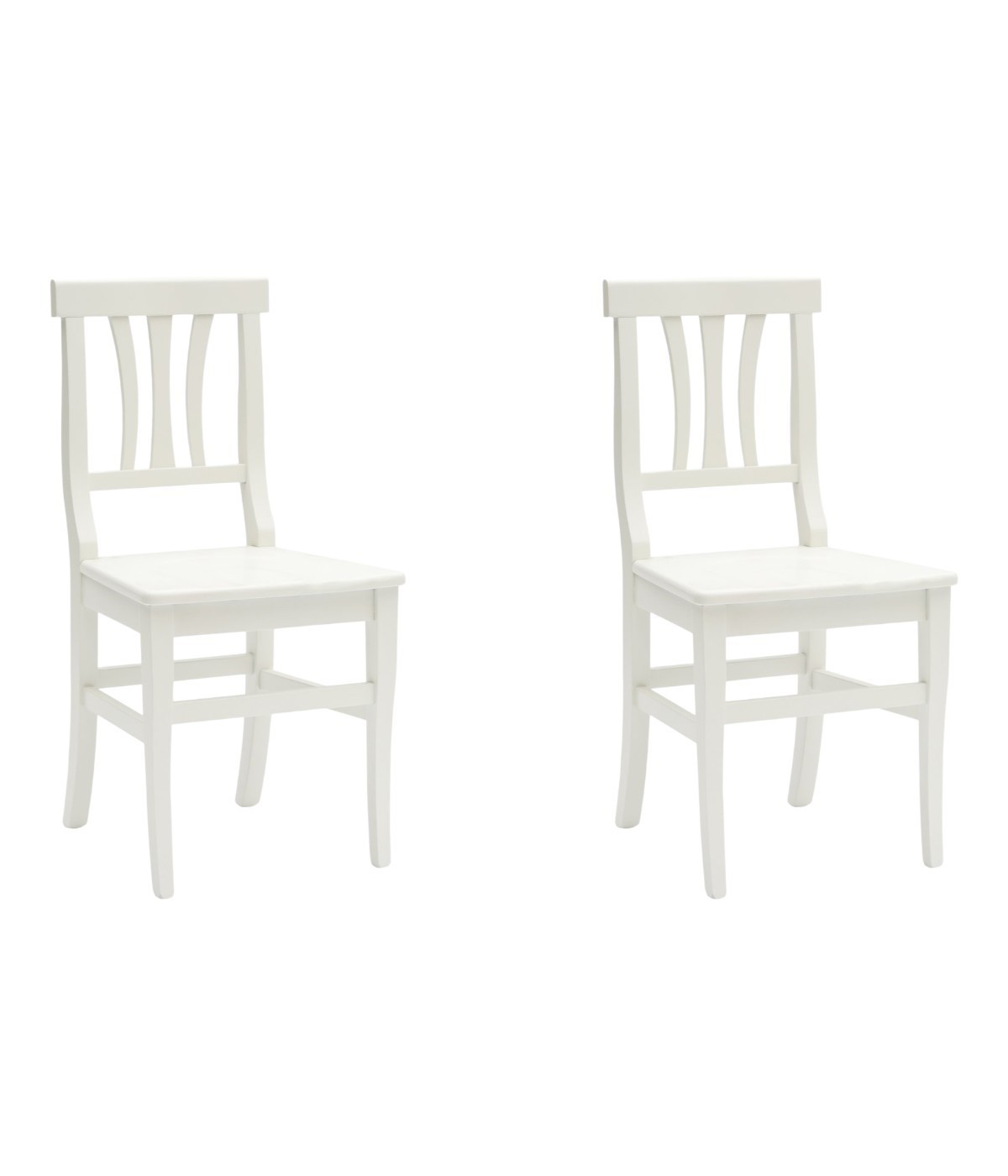 MOBILI 2G -  SET 2 SEDIE LEGNO BIANCO SHABBY CHIC SEDUTA LEGNO vista frontale