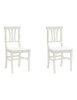 MOBILI 2G -  SET 2 SEDIE LEGNO BIANCO SHABBY CHIC SEDUTA LEGNO vista frontale
