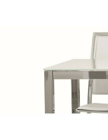 MOBILI 2G - Tavolo moderno allungabile metallo e vetro  140x90x76H VISTA FRONTALE