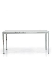 MOBILI 2G - Tavolo moderno allungabile metallo e vetro 160x90x76H vista frontale