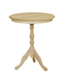 MOBILI 2G - Tavolino rotondo fisso Legno intagliato grezzo 50x50x60 vista frontale