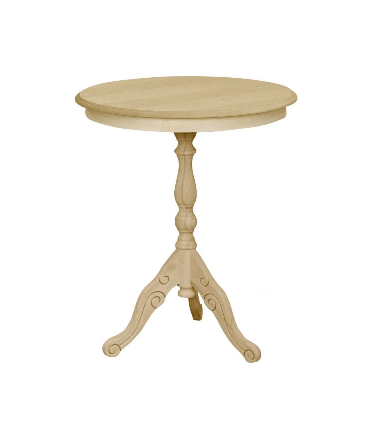 MOBILI 2G - Tavolino rotondo fisso Legno intagliato grezzo 50x50x60 vista frontale