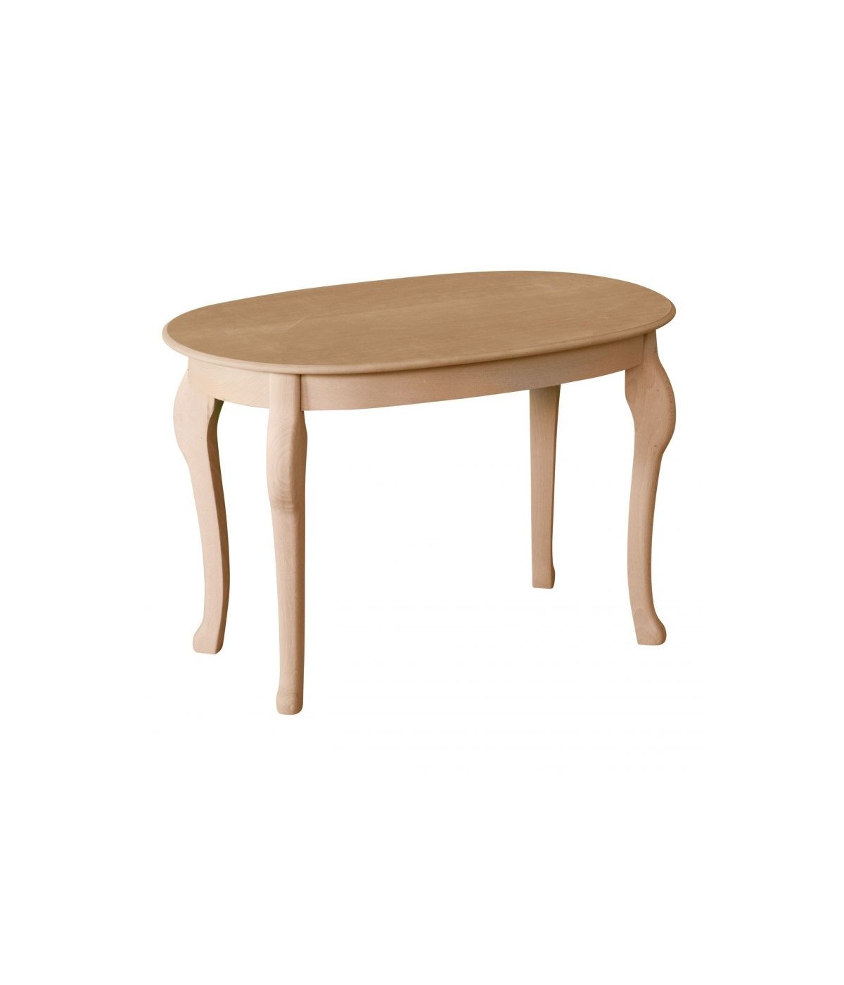 MOBILI 2G - Tavolino ovale Legno massello grezzo 70x45x45 vista frontale