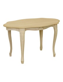 MOBILI 2G - Tavolino ovale Legno massello intagliato grezzo 74x46x46 vista frontale