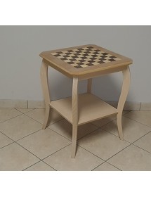 MOBILI 2G - Tavolino quadrato scacchiera Legno grezzo 50x50x63 vista frontale