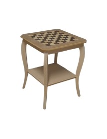 MOBILI 2G - Tavolino quadrato scacchiera Legno grezzo 50x50x63 vista frontale