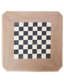 MOBILI 2G - Tavolino quadrato scacchiera Legno grezzo 50x50x63 vista frontale