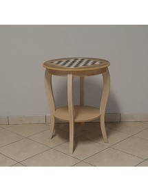 MOBILI 2G - Tavolino rotondo scacchiera Legno grezzo 50x50x63 vista frontale