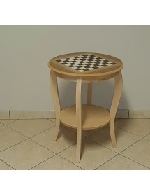 MOBILI 2G - Tavolino rotondo scacchiera Legno grezzo 50x50x63 vista frontale