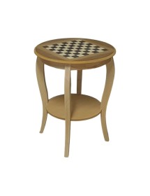 MOBILI 2G - Tavolino rotondo scacchiera Legno grezzo 50x50x63 vista frontale