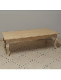 MOBILI 2G - Tavolino rettangolare Legno massello grezzo 120x60x38 vista frontale