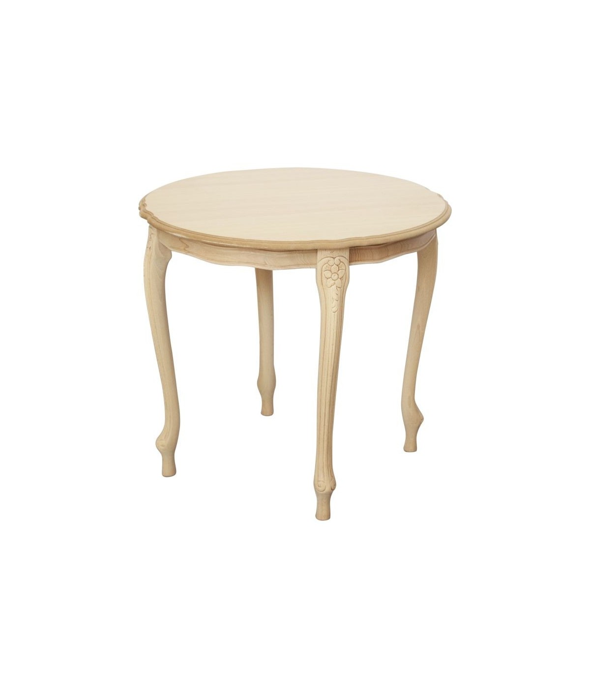 MOBILI 2G - Tavolino rotondo fisso Legno intarsiato grezzo 60x60x55 vista frontale