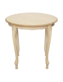 MOBILI 2G - Tavolino rotondo fisso Legno intarsiato grezzo 60x60x55 vista frontale