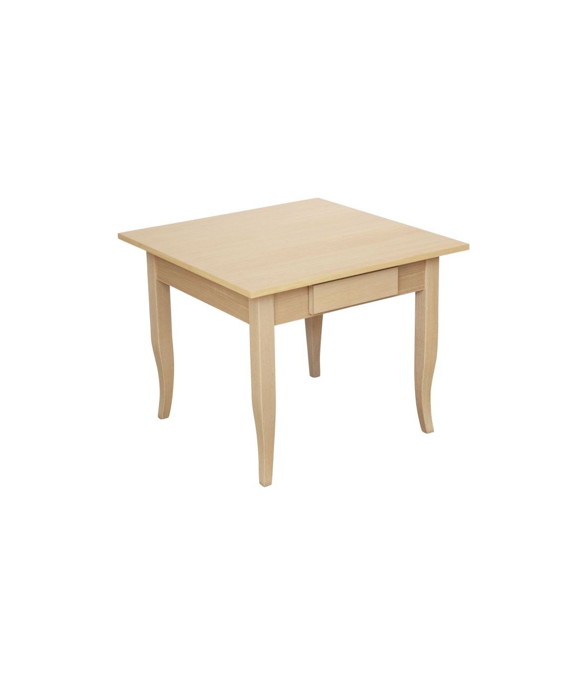 MOBILI 2G - Tavolino quadrato 1 cassetto Legno grezzo 50x50x45 vista frontale