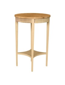 MOBILI 2G - Tavolino rotondo 1 cassetto Legno grezzo 48x48x72 vista frontale