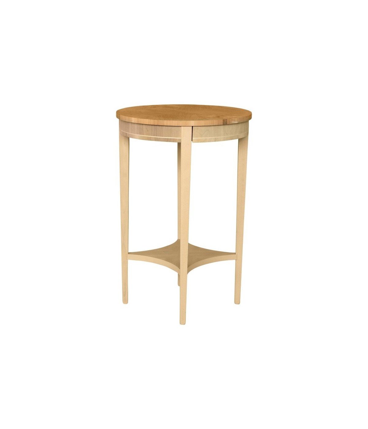 MOBILI 2G - Tavolino rotondo 1 cassetto Legno grezzo 48x48x72 vista frontale