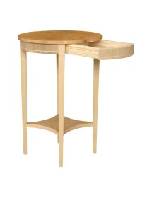 MOBILI 2G - Tavolino rotondo 1 cassetto Legno grezzo 48x48x72 vista frontale