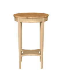 MOBILI 2G - Tavolino rotondo 1 cassetto Legno grezzo 48x48x72 vista frontale