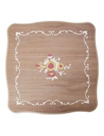 MOBILI 2G - Tavolino quadrato Legno massello intagliato grezzo 50x50x45 vista frontale