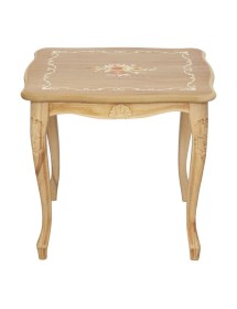 MOBILI 2G - Tavolino quadrato Legno massello intagliato grezzo 50x50x45 vista frontale