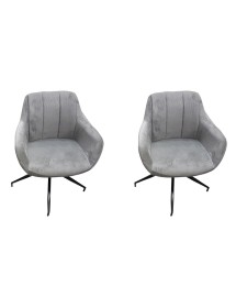 MOBILI 2G - Set 2 Sedie moderne Design imbottite tessuto grigio 65x64x83 vista frontale