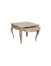 MOBILI 2G - Tavolino quadrato 1 cassetto Legno grezzo 65x65x49 vista frontale