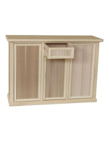 MOBILI 2G - Credenza 3 porte 1 cassetto Legno grezzo 120x40x88 vista frontale