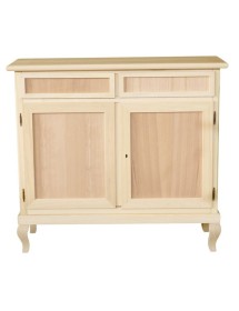 MOBILI 2G - Credenza 2 porte 2 cassetti Legno grezzo 105x42x98 vista frontale