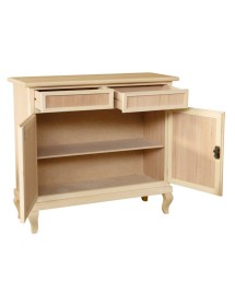 MOBILI 2G - Credenza 2 porte 2 cassetti Legno grezzo 105x42x98 vista frontale