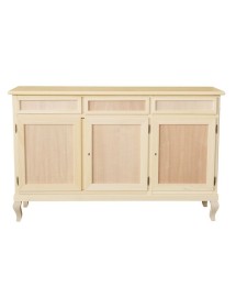 MOBILI 2G - Credenza 3 porte 3 cassetti Legno grezzo 155x45x98 vista frontale