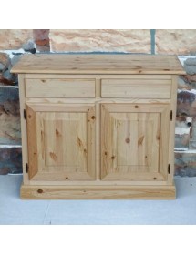 MOBILI 2G - Credenza 2 porte 2 cassetti Legno massello pino grezzo 105x42x85 vista frontale