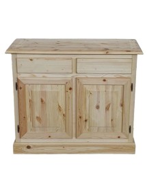 MOBILI 2G - Credenza 2 porte 2 cassetti Legno massello pino grezzo 105x42x85 vista frontale