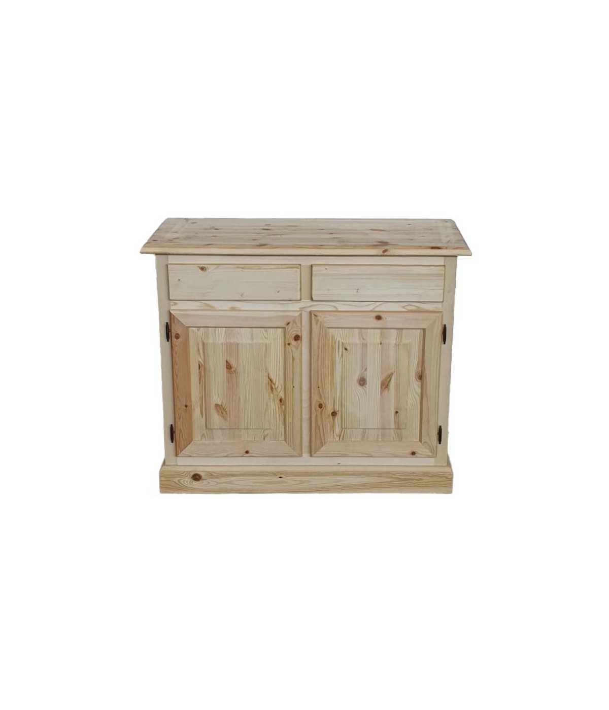 MOBILI 2G - Credenza 2 porte 2 cassetti Legno massello pino grezzo 105x42x85 vista frontale