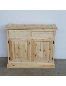 MOBILI 2G - Credenza 2 porte 2 cassetti Legno massello pino grezzo 105x42x85 vista frontale