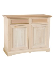 MOBILI 2G - Credenza 2 porte 2 cassetti Legno grezzo 117x46x96 vista frontale