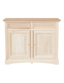 MOBILI 2G - Credenza 2 porte 2 cassetti Legno grezzo 117x46x96 vista frontale